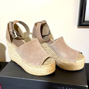 Mark Fisher, taupe suede platform espadrille